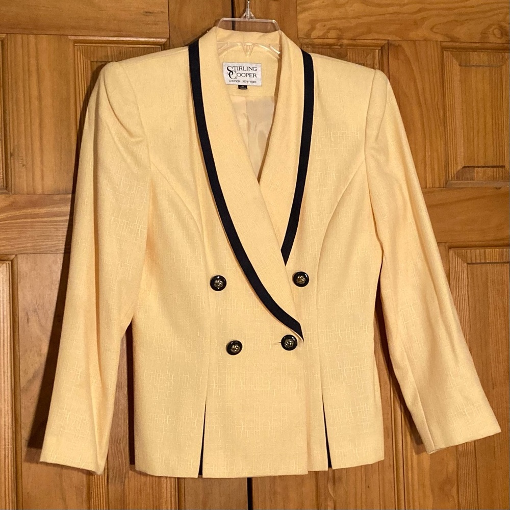 NWOT Stirling Cooper Vintage 80s Blazer Career Formal Yellow Black Size 8